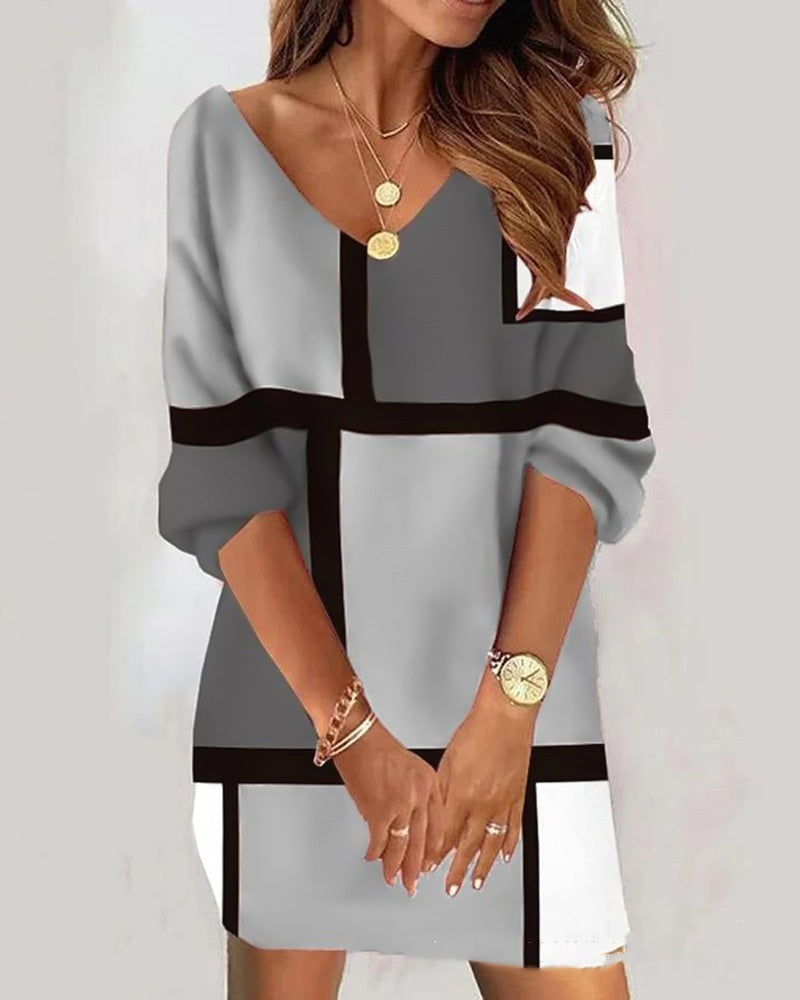 Lace V-neck Corn Velvet Off-the-shoulder Dress